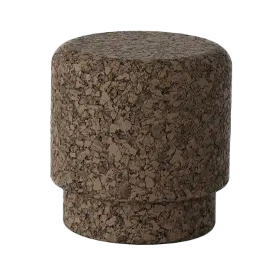 Round cork bottle stopper, brown texture.