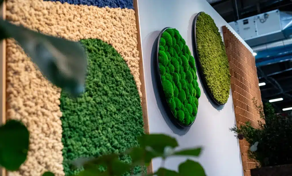 Decorative green vertical garden panels indoors